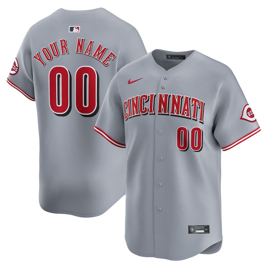Men Cincinnati Reds Nike Gray Away Limited Custom MLB Jersey